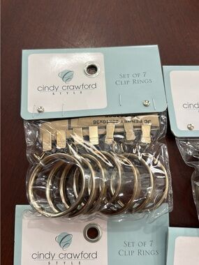 Cindy Crawford Style Set of 7 Gold Clip Rings for curtains